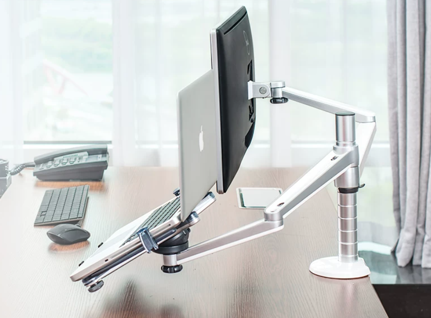 Monitor stand arm, laptop stand, double section arm, desktop computer display screen, aluminum alloy dual screen office