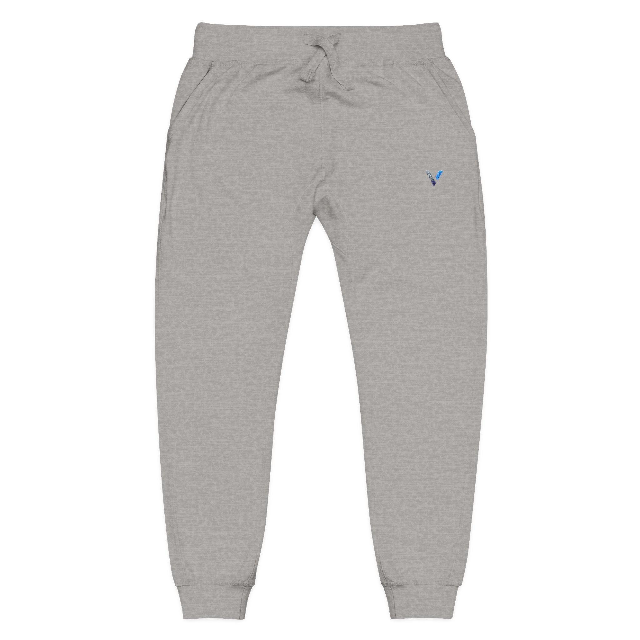 Embroidered Minimalist Fleece Sweatpants — Small Color Accent Joggers