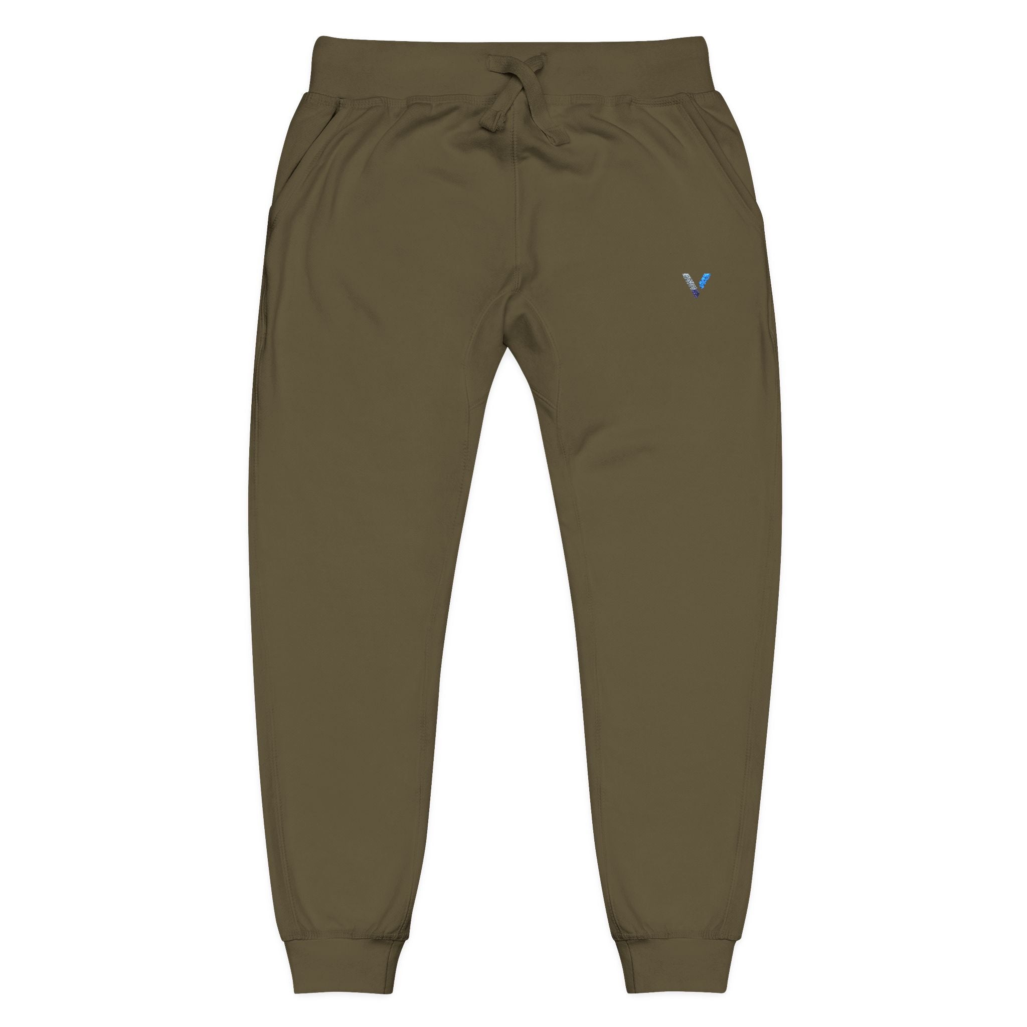 Embroidered Minimalist Fleece Sweatpants — Small Color Accent Joggers