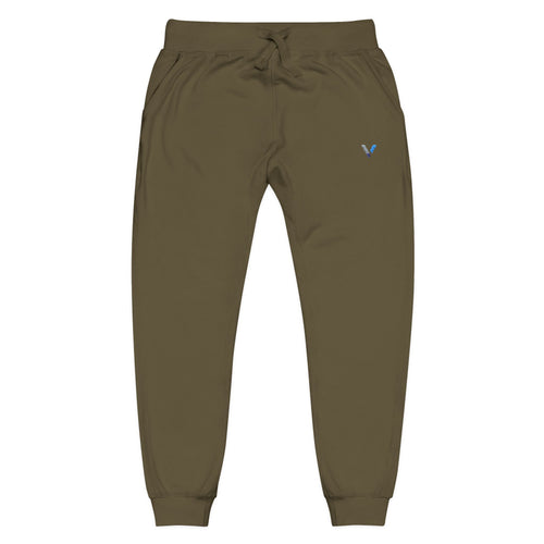 Embroidered Minimalist Fleece Sweatpants — Small Color Accent Joggers
