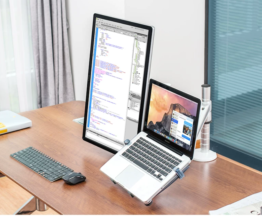 Monitor stand arm, laptop stand, double section arm, desktop computer display screen, aluminum alloy dual screen office