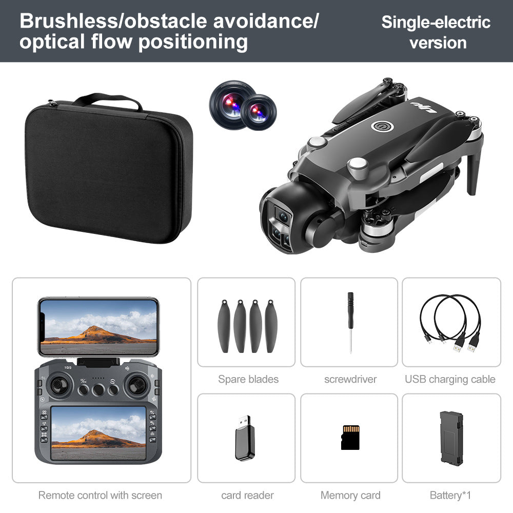 Drone with Triple Cameras, Screen, Optical Flow Positioning, 8K HD Aerial Photography, Obstacle Avoidance Flying Device