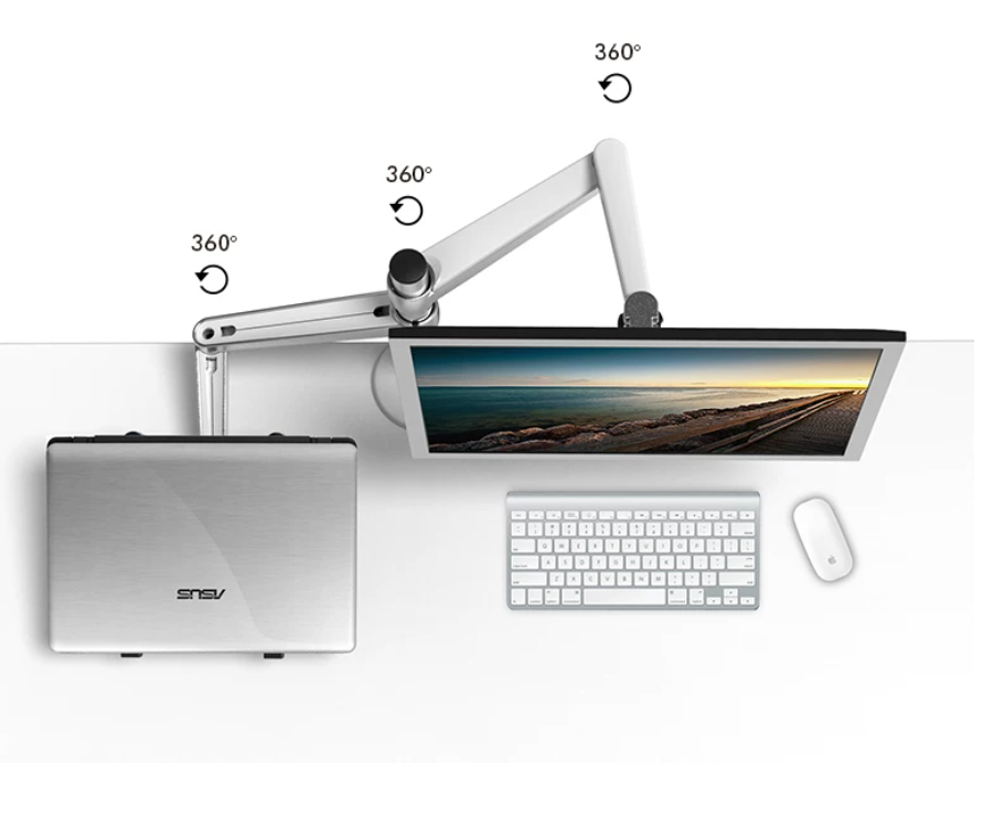 Monitor stand arm, laptop stand, double section arm, desktop computer display screen, aluminum alloy dual screen office